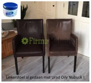 Nubuck stoelen reinigen en onderhoud geven met Urad Leeronderhoud.